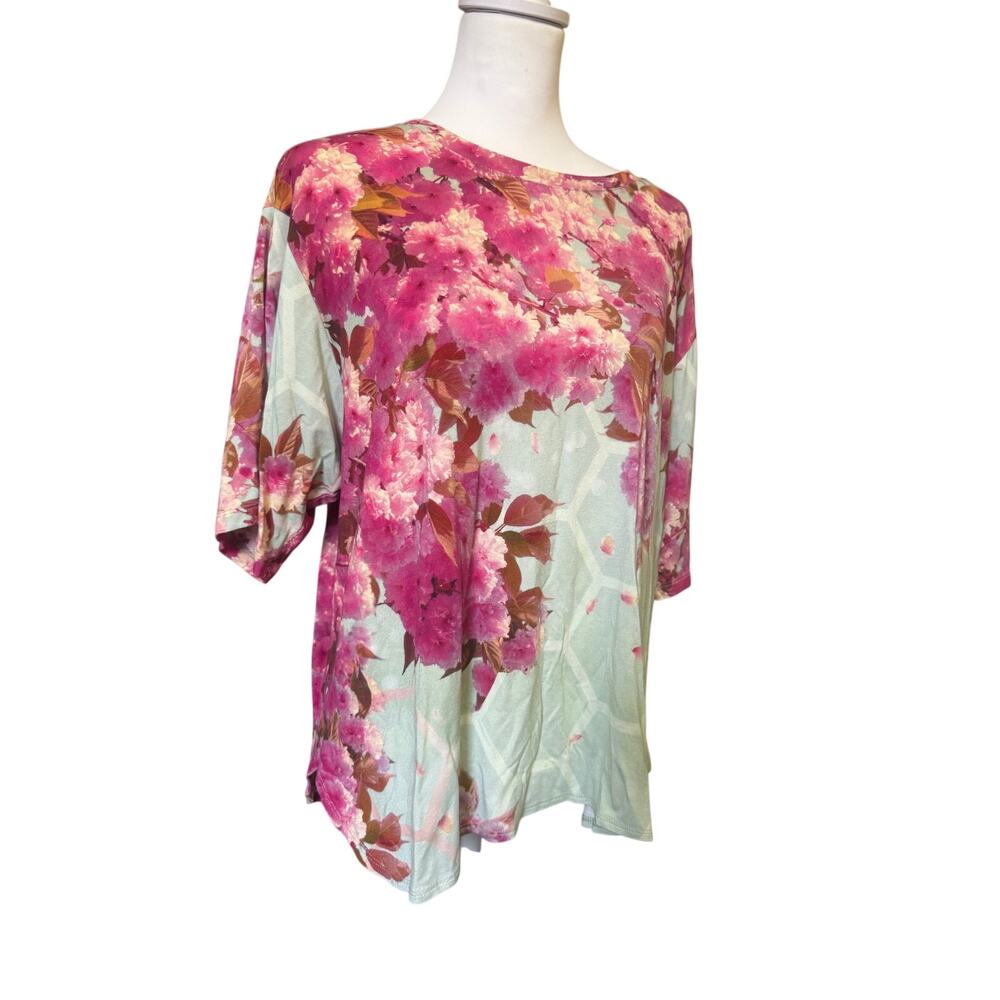Johnny Was LOS ANGELES STYLE T14722-2 floral tunic top LARGE boho 3/4 sleeve